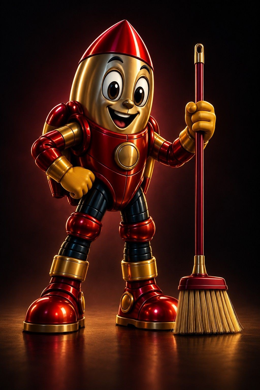 Rocket Cleaning mascot holding a broom for Houston residential cleaning Rocket Cleaning mascot holding a broom for Houston residential cleaning